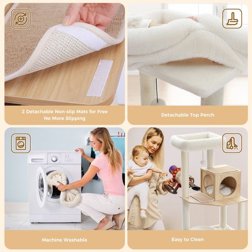 Arbre à Chat En Bois Avec Hamac XXL 143 Cm