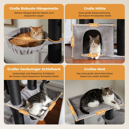 Grand Arbre à Chat 170 Cm Avec Griffoirs XXL Cactus Vert