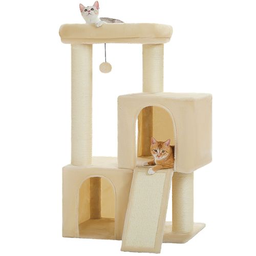 Arbre à Chat 114 Cm Griffoirs XXL Et Doubles Condos Beige