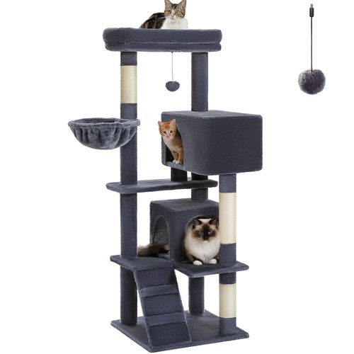 Arbre à Chat Classique 143 Cm Avec 2 Condos Gris Foncé