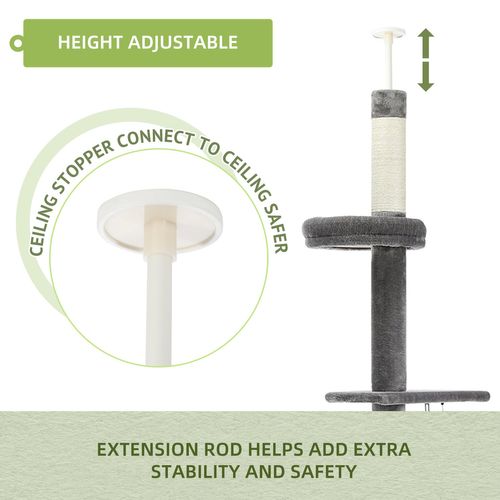 Arbre à Chat Du Sol Au Plafond Réglable 228-274 Cm Beige