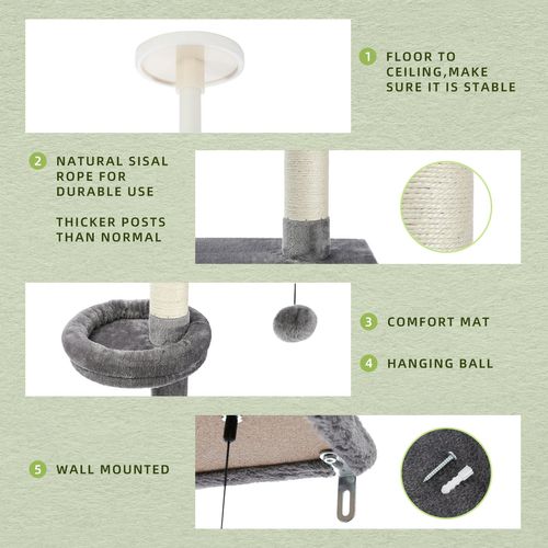 Arbre à Chat Du Sol Au Plafond Réglable 228-274 Cm Beige