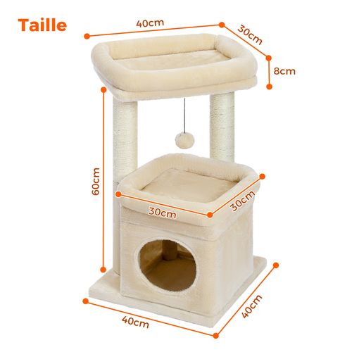 Petit Arbre à Chat Avec Perchoir XL 70 Cm Beige
