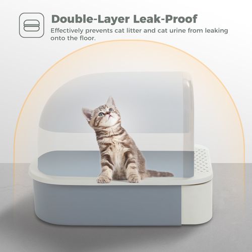 Litière Pour Chat XL Avec Capot 50 × 40 × 40 Cm Gris