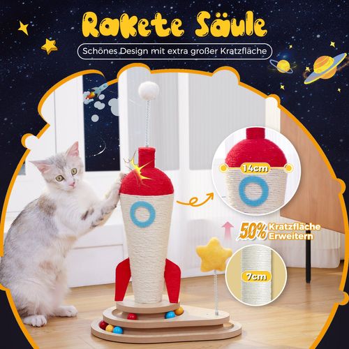 Griffoir Pour Chat Fusée 3-en-1, 63 Cm