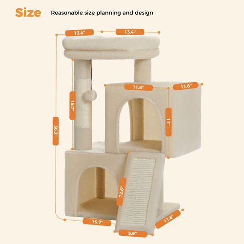 Petit Arbre à Chat 2 Niveaux 77 Cm Gris