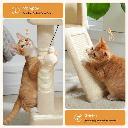 Petit Arbre à Chat 2 Niveaux 77 Cm Beige