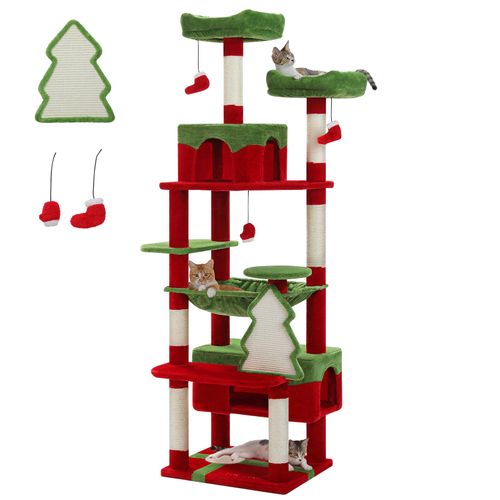 Arbre à Chat Géant 184 Cm Avec Griffoir Et Condo Noël L