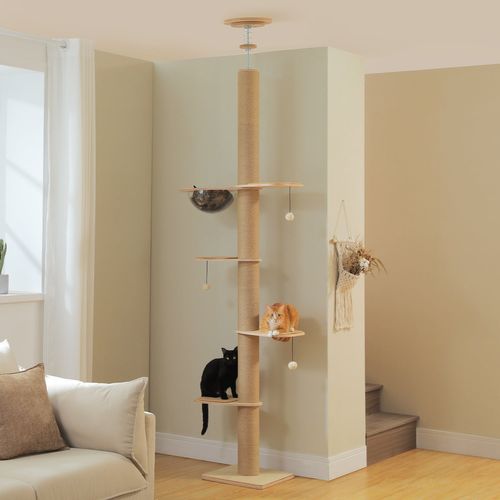 Arbre à Chat Du Sol Au Plafond Poteaux XXL 200-261 Cm Beige