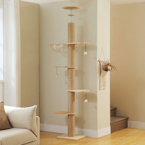 Arbre à Chat Du Sol Au Plafond Poteaux XXL 200-261 Cm Beige