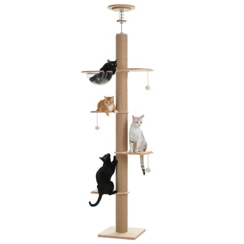 Arbre à Chat Du Sol Au Plafond Poteaux XXL 200-261 Cm Beige