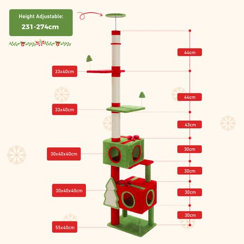 Arbre à Chat De Noël Du Sol Au Plafond 231-274 Cm