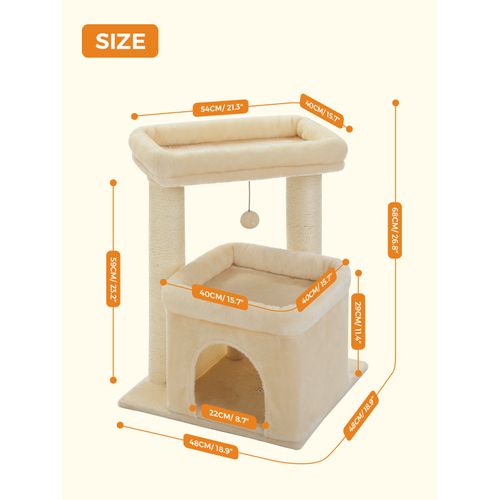 Petit Arbre à Chat Avec Condo Douillette 59 Cm Beige