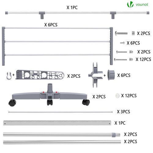 Sechoir A Linge Inox Etendoir Robuste Ailes Pliables 3 Niveaux