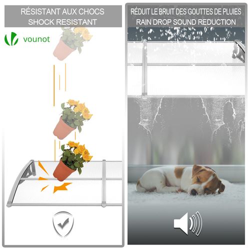 Auvent De Porte Marquise 200x80 Cm Transparent En Polycarbonate Anti Uv