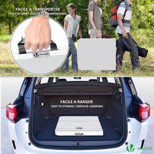 Ensemble De Table Et Bancs Camping Pliables 180 cm Hdpe Blanc