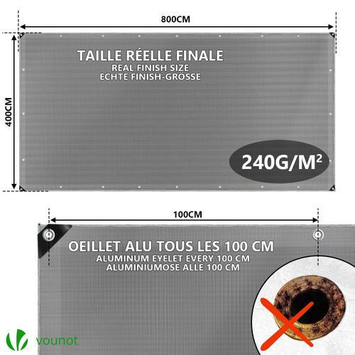 Bâche De Protection En Polyéthylène Resistant Et Impermeable 240g/m² Gris Et Noir 4x8m