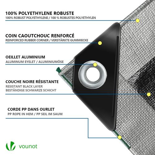 Bâche De Protection En Polyéthylène Resistant Et Impermeable 240g/m² Gris Et Noir 4x8m