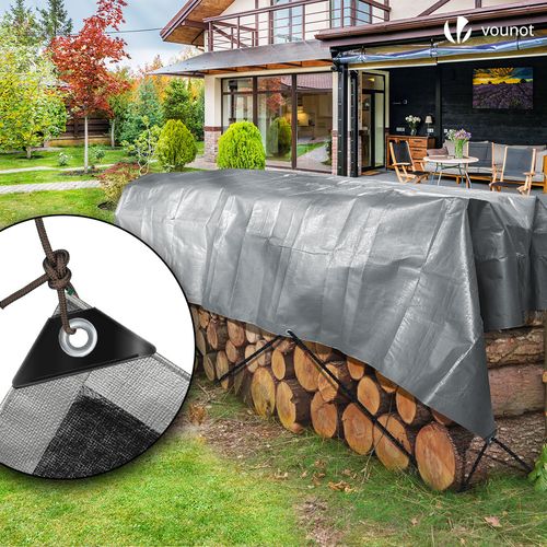 Bâche De Protection En Polyéthylène Resistant Et Impermeable 240g/m² Gris Et Noir 4x8m