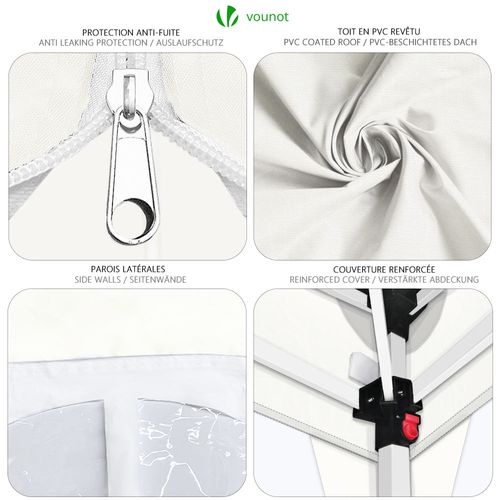 Tonnelle De Jardin 3x3m Pliable Avec Portes Et Fenêtres Blanc