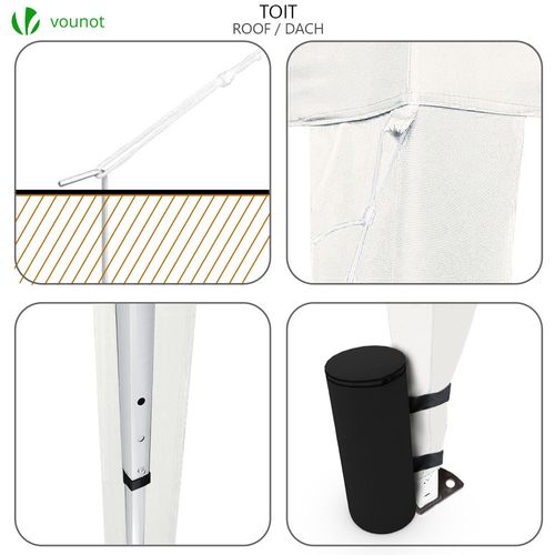 Tonnelle De Jardin 3x3m Pliable Avec Portes Et Fenêtres Blanc