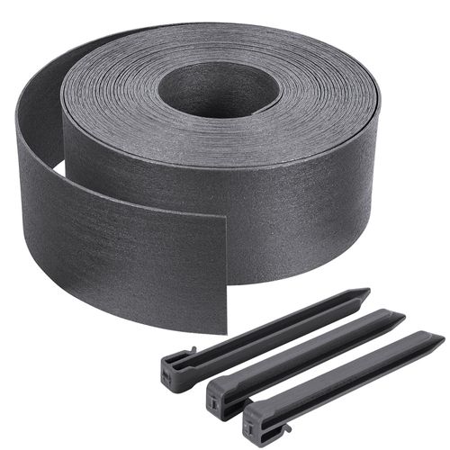 Bordure De Jardin Pe Haute Flexible 20m Avec Piquets Gris