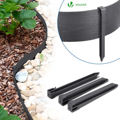 Bordure De Jardin Pe Haute Flexible 20m Avec Piquets Gris