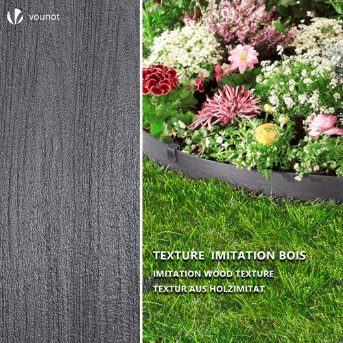 Bordure De Jardin Pe Haute Flexible 20m Avec Piquets Gris