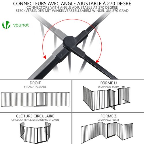 Barrière De Sécurité Grande Version 3.6m 6 Panneaux Noire