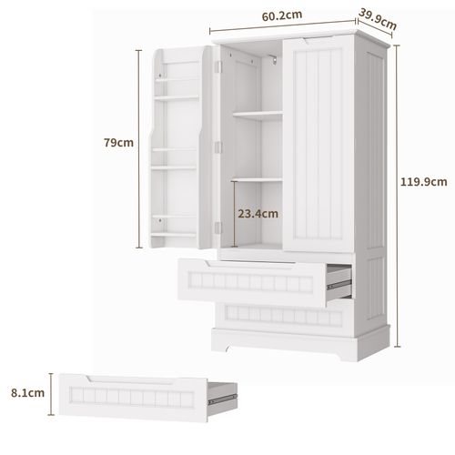 Buffet De Cuisine Avec 2 Tiroirs Et 2 Portes - Blanc