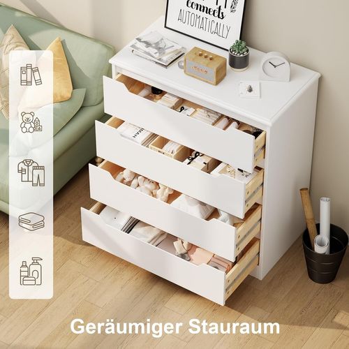 Commode 4 Tiroirs Chiffonnier Blanc 72 X 41 X 82 Cm