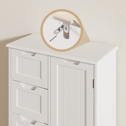 Meuble Cuisine Rangement Commode 4 Tiroirs 1 Porte De Placard 1 Étagère Réglable Pour Couverts