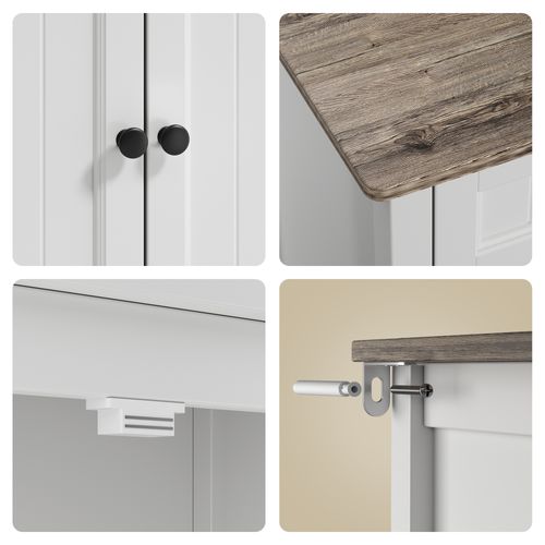 Buffet Cuisine Armoire De Cuisine Avec 2 Portes Et 2 Tiroirs Gris