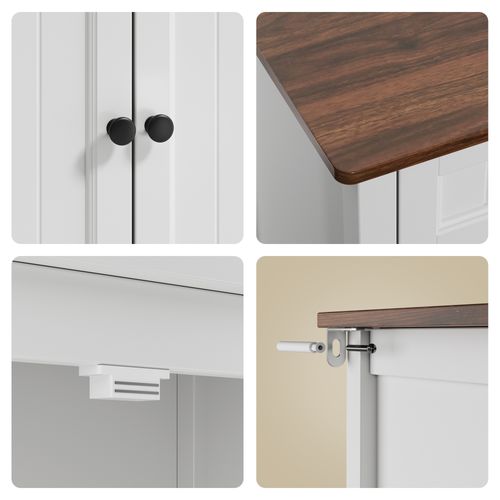 Buffet Cuisine Armoire De Cuisine Avec 2 Portes Et 2 Tiroirs Marron