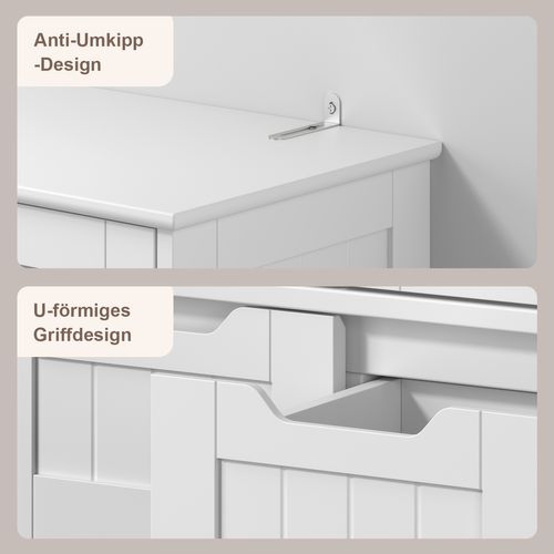 Buffet De Cuisine Haut Avec 2 Tiroirs Et 4 Portes - Blanc