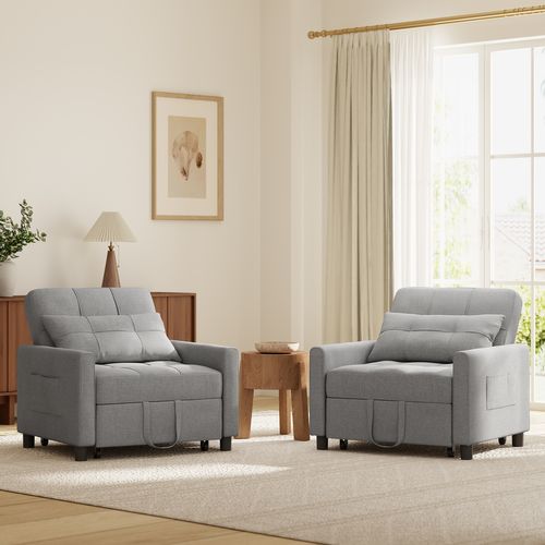 Fauteuil Convertible En Tissu 78x86x84 Cm - Gris