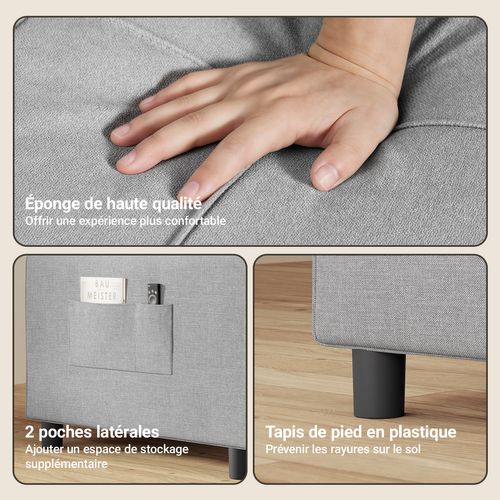 Fauteuil Convertible En Tissu 78x86x84 Cm - Gris