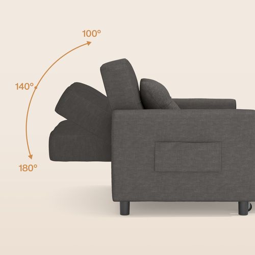 Fauteuil Convertible En Tissu - Gris Foncé