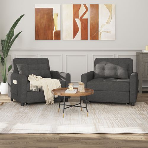 Fauteuil Convertible En Tissu - Gris Foncé