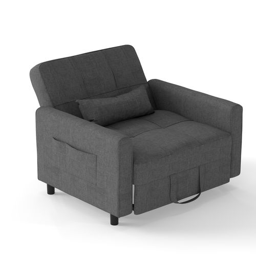 Fauteuil Convertible En Tissu - Gris Foncé