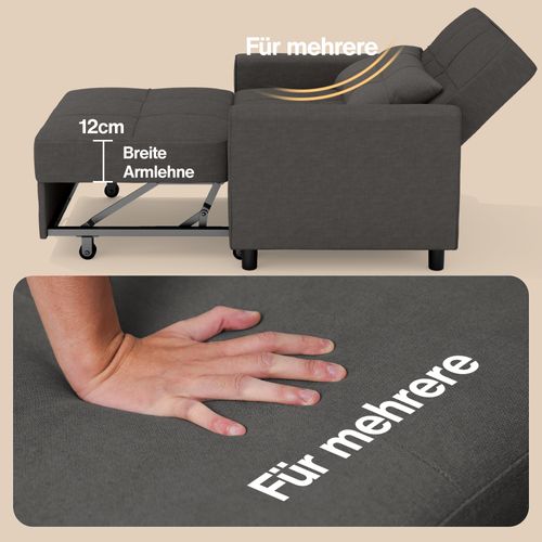 Fauteuil Convertible En Tissu - Gris Foncé