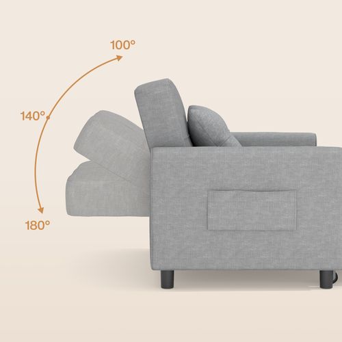 Fauteuil Convertible En Tissu - Gris Clair