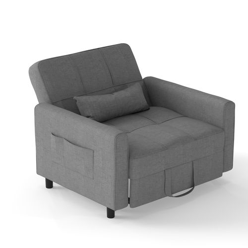 Fauteuil Convertible En Tissu - Gris Clair
