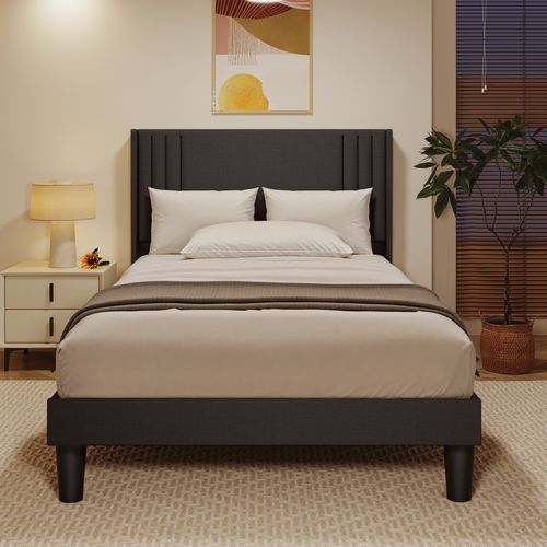 Lit Capitonné En Métal 120x200 Cm Avec Rangements Gris