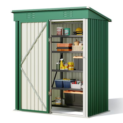 Abris De Jardin En Metal 162 X 95 X 182 Cm Cabanon Vert Sur Terrain