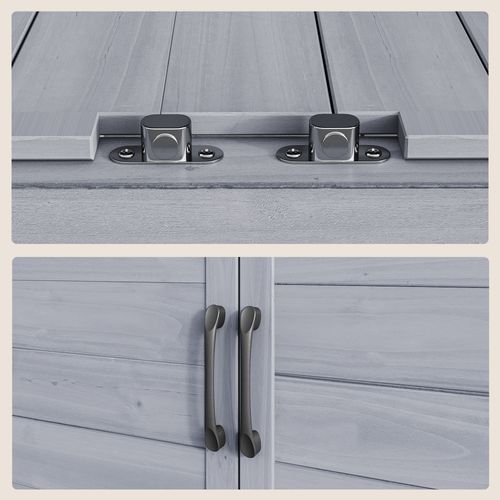 Table De Rempotage Placard De Rangement Extérieur Bois Sapin Table Jardinage Plateau Métal Gris