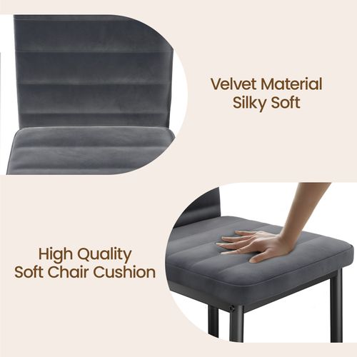 Lot De 4 Chaises En Velours - Gris Foncé