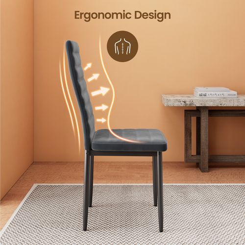 Lot De 4 Chaises En Velours - Gris Foncé