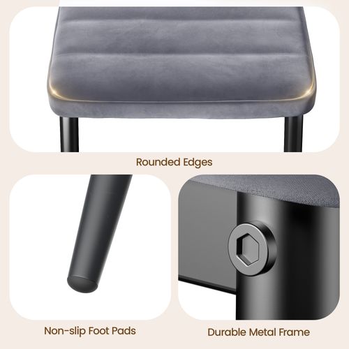 Lot De 4 Chaises En Velours - Gris Clair