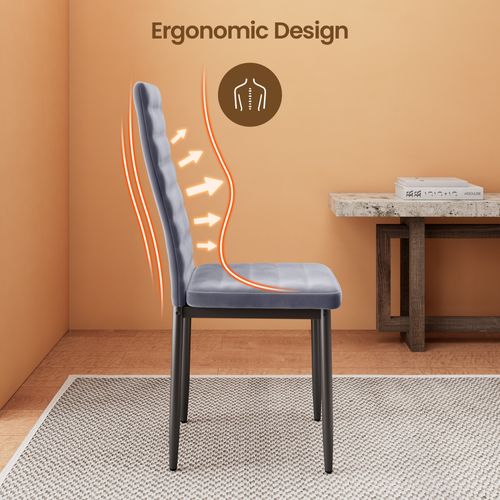 Lot De 4 Chaises En Velours - Gris Clair